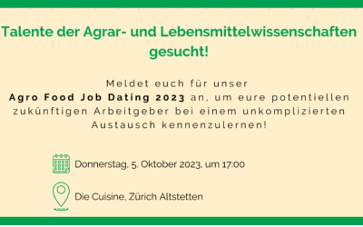 Wir sind mit einem Stand am Agro Food Job Dating 2023